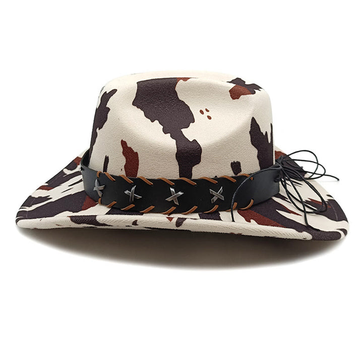 Herren-Cowboyhut mit silbernem, langhörnigem Stiergürtel und Kuhmuster - image 2