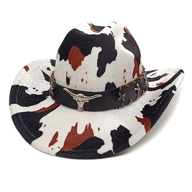 Herren-Cowboyhut mit silbernem, langhörnigem Stiergürtel und Kuhmuster - Stil Nr. 2 - M (22"-22 7/8") - image 5