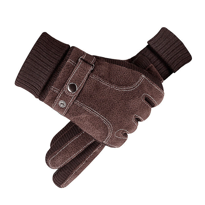 Verstellbare, warme Fleece-Winterhandschuhe für Herren - Braun - Einstellbar - image 0