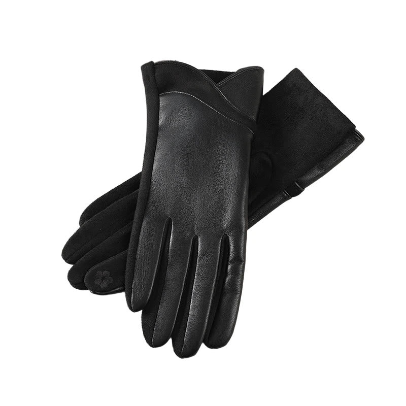 Damen-Winterhandschuhe aus Leder mit Ziernähten - Schwarz - image 4