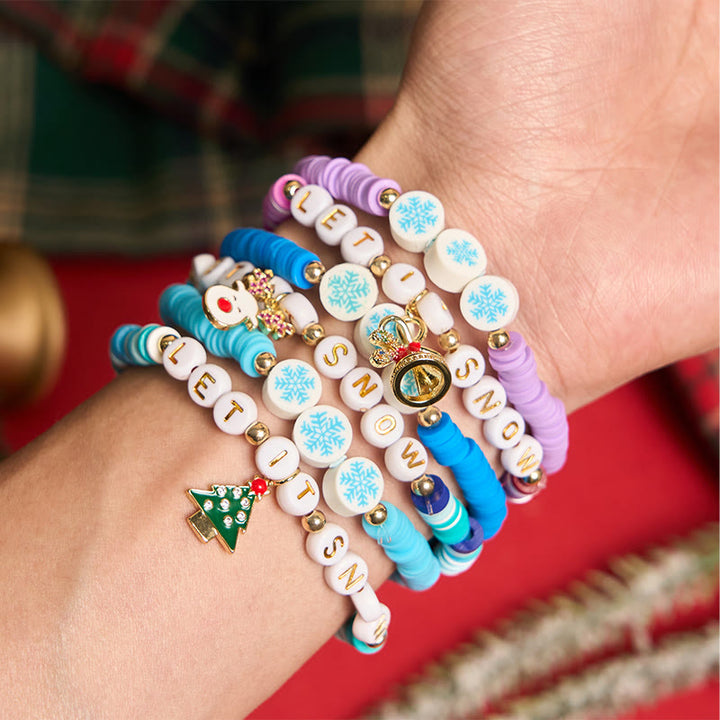 6-teiliges Set Schneeflocken-Weihnachtsarmbänder mit Grußkarte - image 1