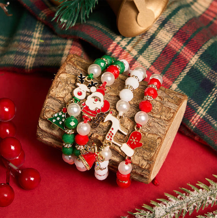 4er-Set bunte Weihnachts-Elch-Armbänder - image 0