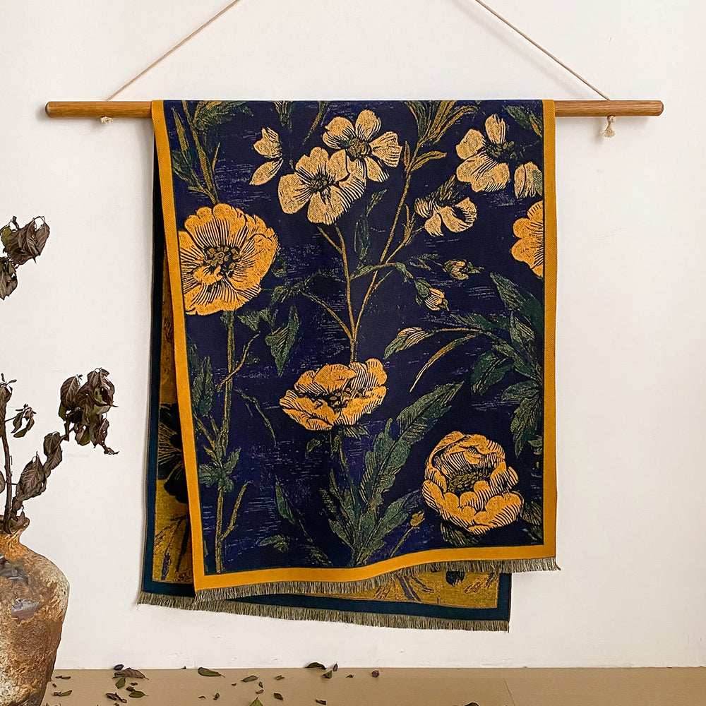 Damen-Schal mit Blumenmuster und Fransen - Stil Nr. 1 - image 1