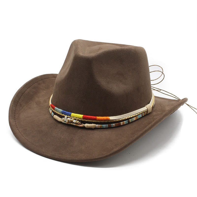 Herren-Cowboyhut mit Perlenbesatz und Wildlederkrempe - Braun - M (22"-22 7/8") - image 8