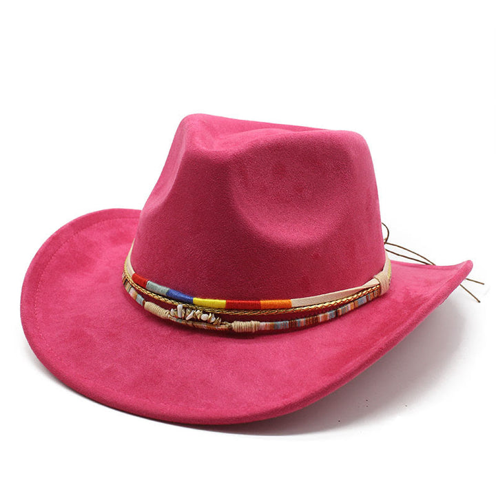 Herren-Cowboyhut mit Perlenbesatz und Wildlederkrempe - Fuchsie - M (22"-22 7/8") - image 9
