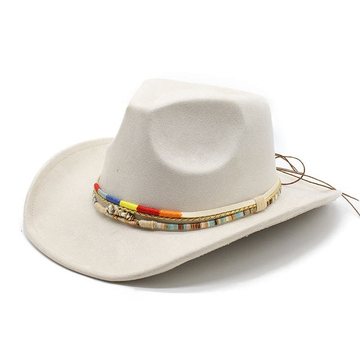 Herren-Cowboyhut mit Perlenbesatz und Wildlederkrempe - Cremefarben - M (22"-22 7/8") - image 4