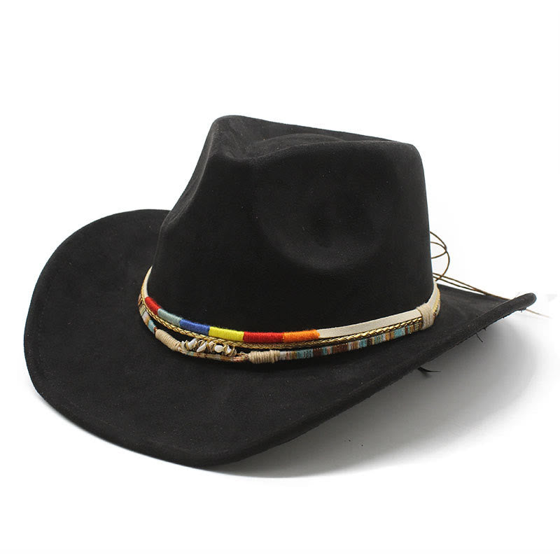 Herren-Cowboyhut mit Perlenbesatz und Wildlederkrempe - Schwarz - M (22"-22 7/8") - image 7