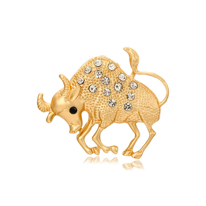 Goldbrosche mit Sternzeichen und Diamanten - Stier - image 3