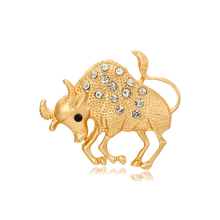 Goldbrosche mit Sternzeichen und Diamanten - Stier - image 3