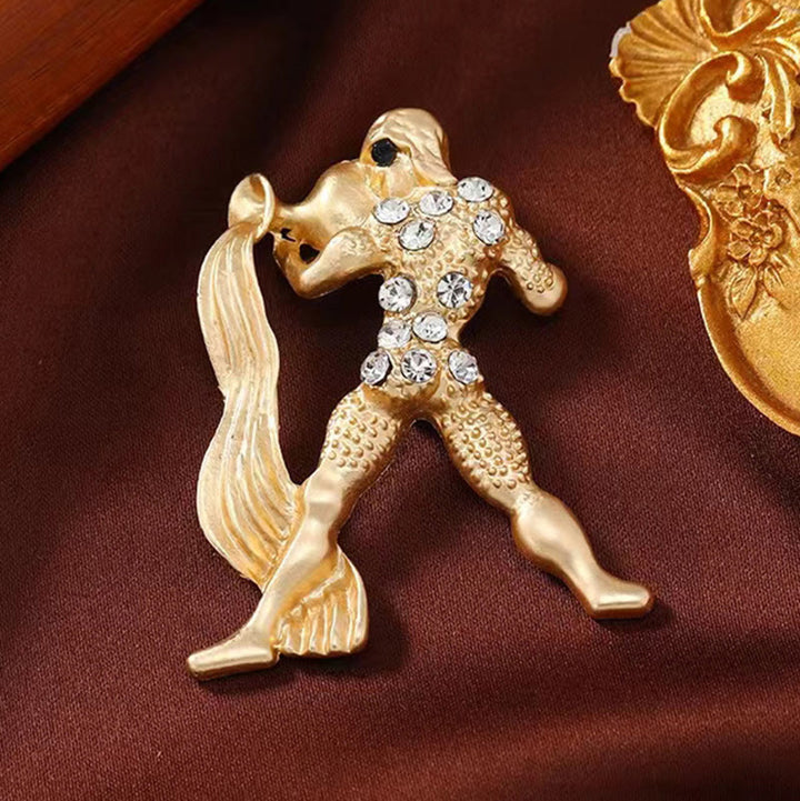 Goldbrosche mit Sternzeichen und Diamanten - image 21