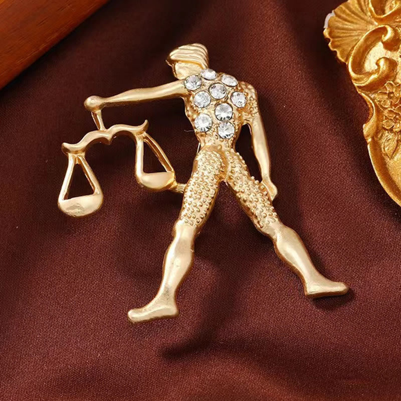 Goldbrosche mit Sternzeichen und Diamanten - image 14