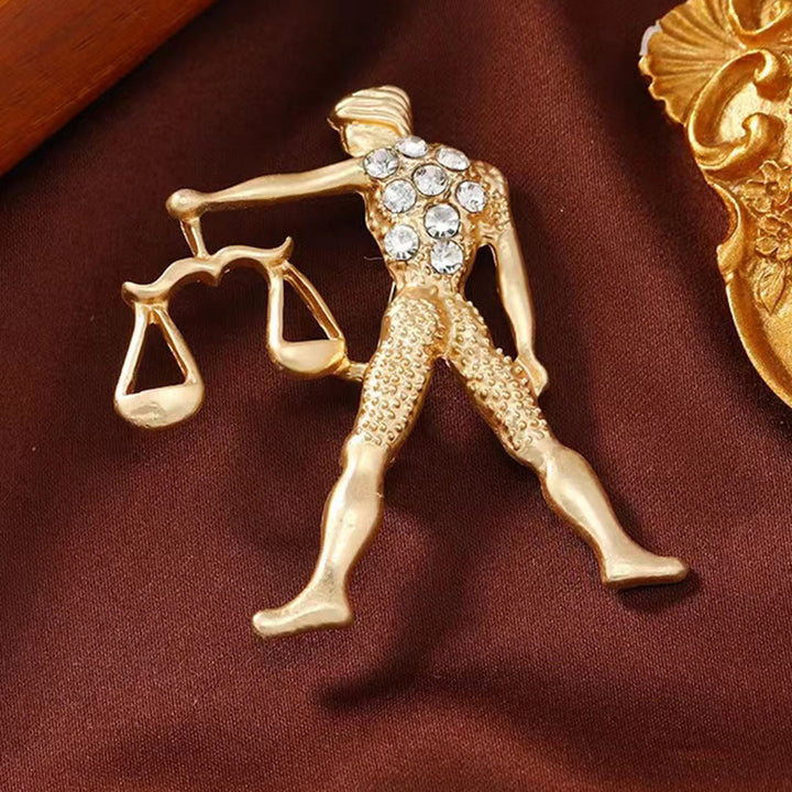 Goldbrosche mit Sternzeichen und Diamanten - image 14