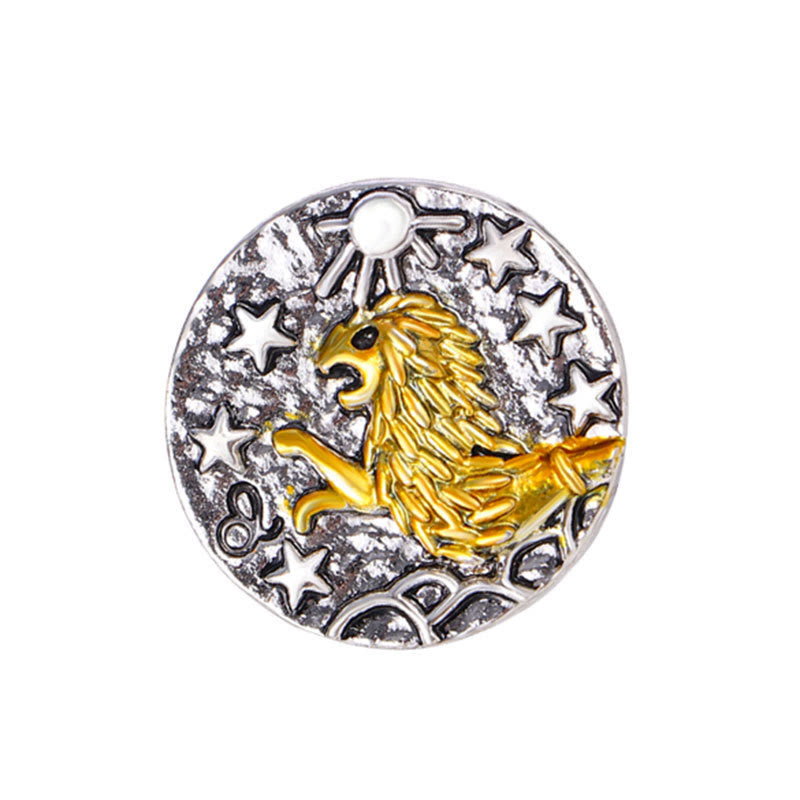 Retro-Sternen-Rundknöpfe aus Legierung mit Sternzeichenmotiv - Löwe - image 6