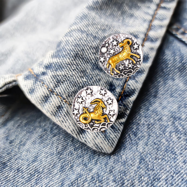 Retro-Sternen-Rundknöpfe aus Legierung mit Sternzeichenmotiv - image 14