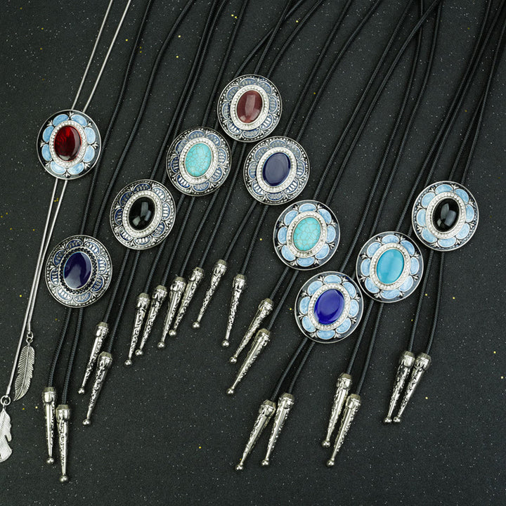 Vintage Bolo-Krawatte aus Onyx und Emaille - image 11