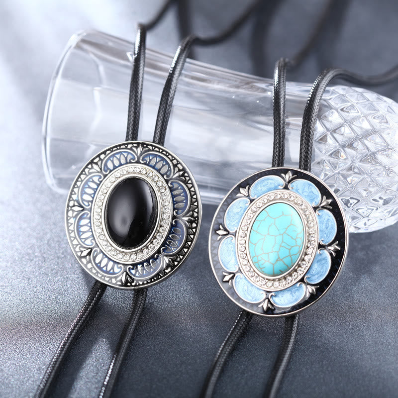 Vintage Bolo-Krawatte aus Onyx und Emaille - image 10