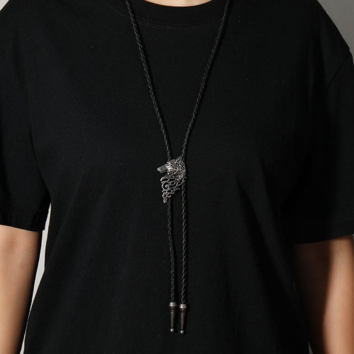 Retro-Bolo-Krawatte mit Wolfskopf-Muster - image 4