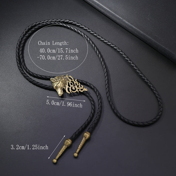 Retro-Bolo-Krawatte mit Wolfskopf-Muster - image 2