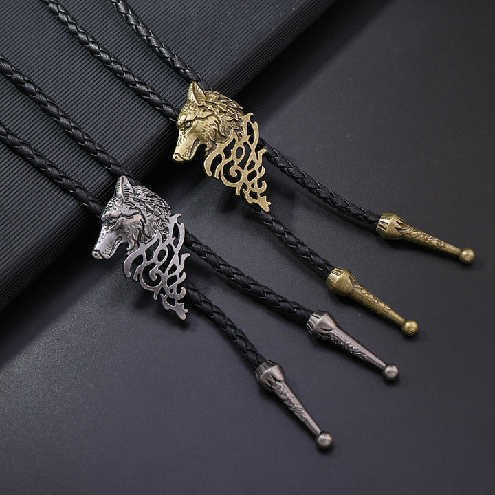 Retro-Bolo-Krawatte mit Wolfskopf-Muster - image 0