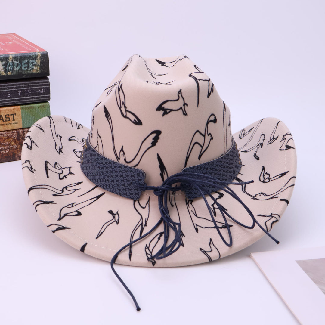 Herren-Cowboyhut mit Messinggürtel und Vogelmuster, Stierkopf-Motiv - image 5