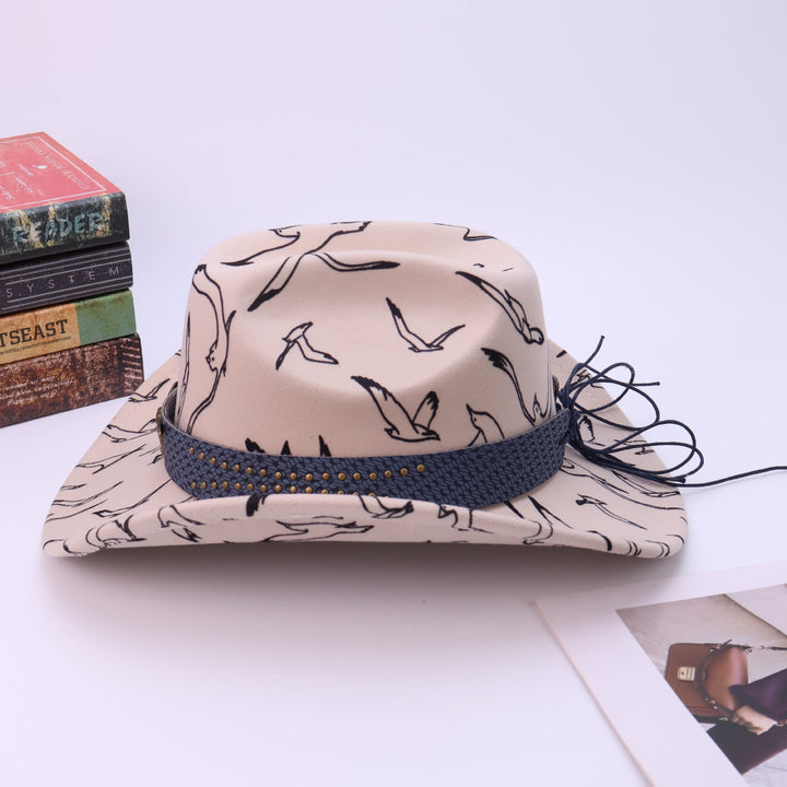 Herren-Cowboyhut mit Messinggürtel und Vogelmuster, Stierkopf-Motiv - image 4