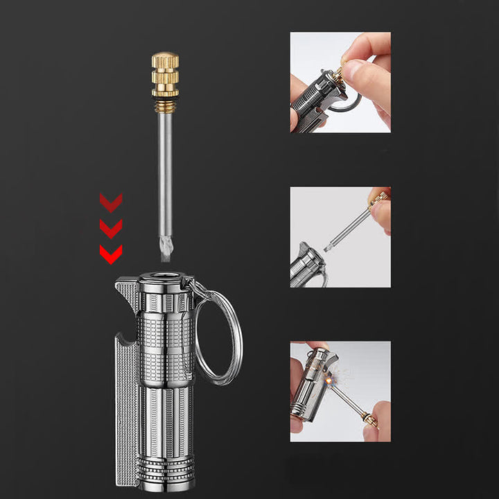 Multifunktionaler Flaschenöffner, Streichholz, nachfüllbares Ölfeuerzeug - image 6