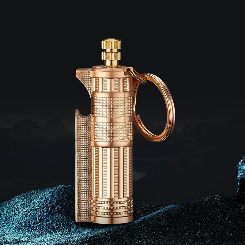 Multifunktionaler Flaschenöffner, Streichholz, nachfüllbares Ölfeuerzeug - Gold - image 12