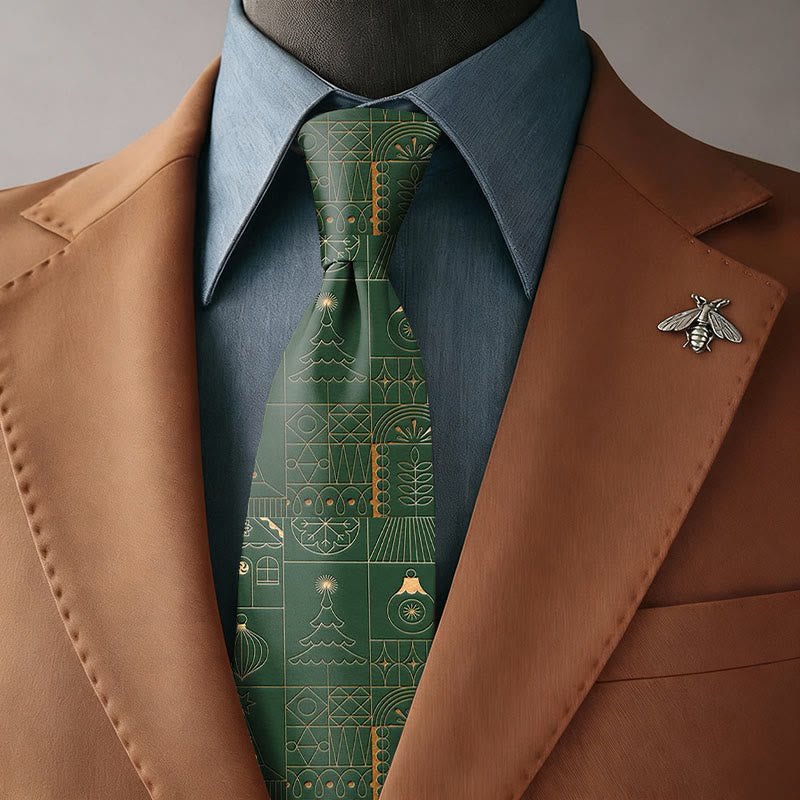 Grüne Herren-Weihnachtskrawatte mit schlichtem Linienmuster - Krawatte - image 0