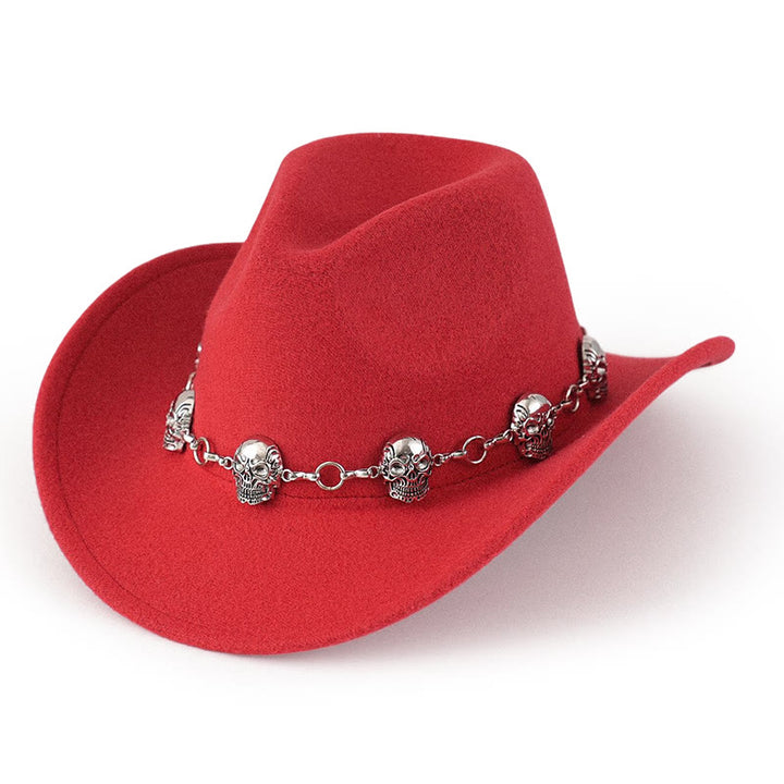 Cowboyhut für Herren mit Totenkopf-Kettenverzierung - Rot - M (22"-22 7/8") - image 6