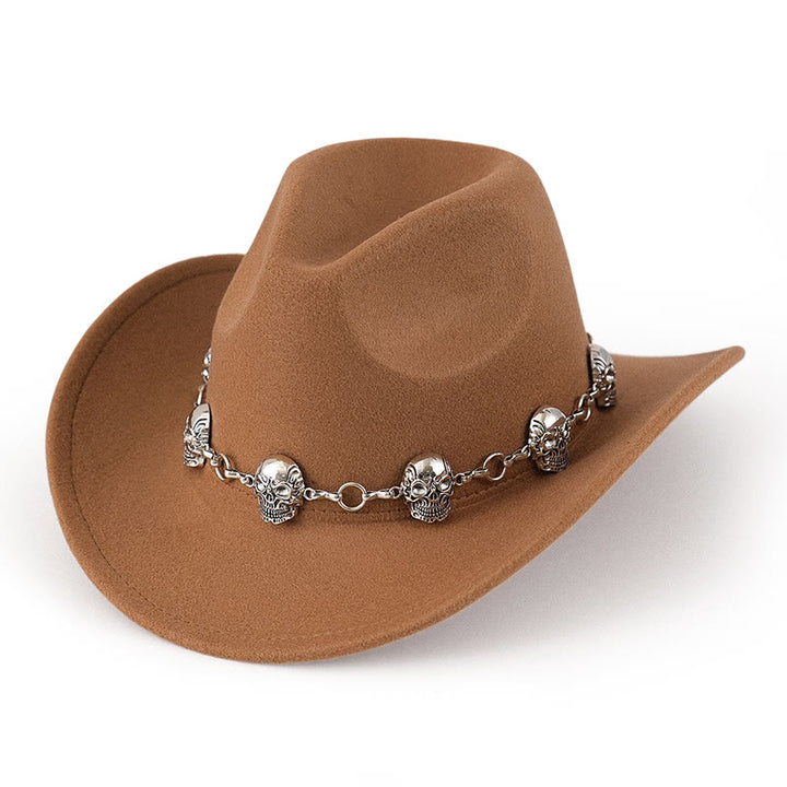 Cowboyhut für Herren mit Totenkopf-Kettenverzierung - Kamel - M (22"-22 7/8") - image 4