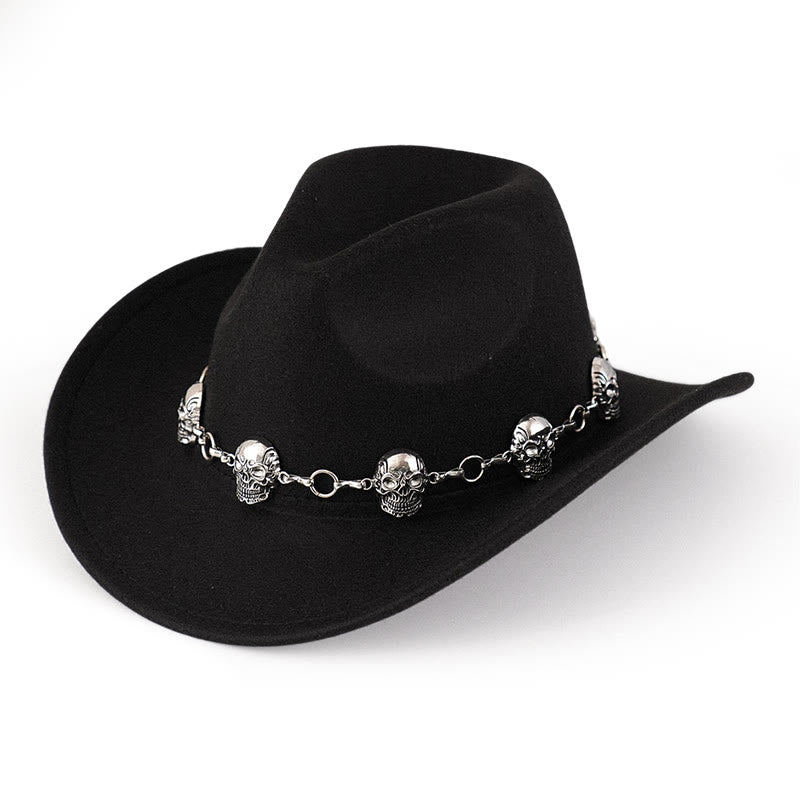 Cowboyhut für Herren mit Totenkopf-Kettenverzierung - Schwarz - M (22"-22 7/8") - image 0