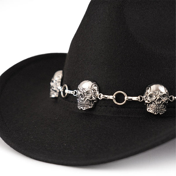 Cowboyhut für Herren mit Totenkopf-Kettenverzierung - image 2