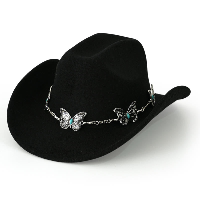 Herren-Cowboyhut mit Schmetterlingskettenbesatz - Schwarz - M (22"-22 7/8") - image 7