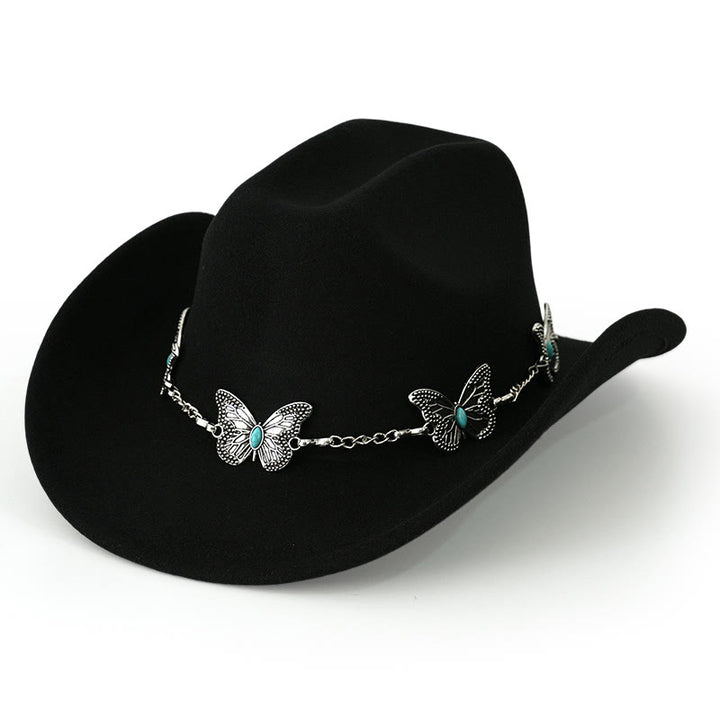 Herren-Cowboyhut mit Schmetterlingskettenbesatz - Schwarz - M (22"-22 7/8") - image 7