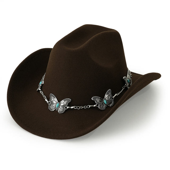 Herren-Cowboyhut mit Schmetterlingskettenbesatz - Dunkelbraun - M (22"-22 7/8") - image 19