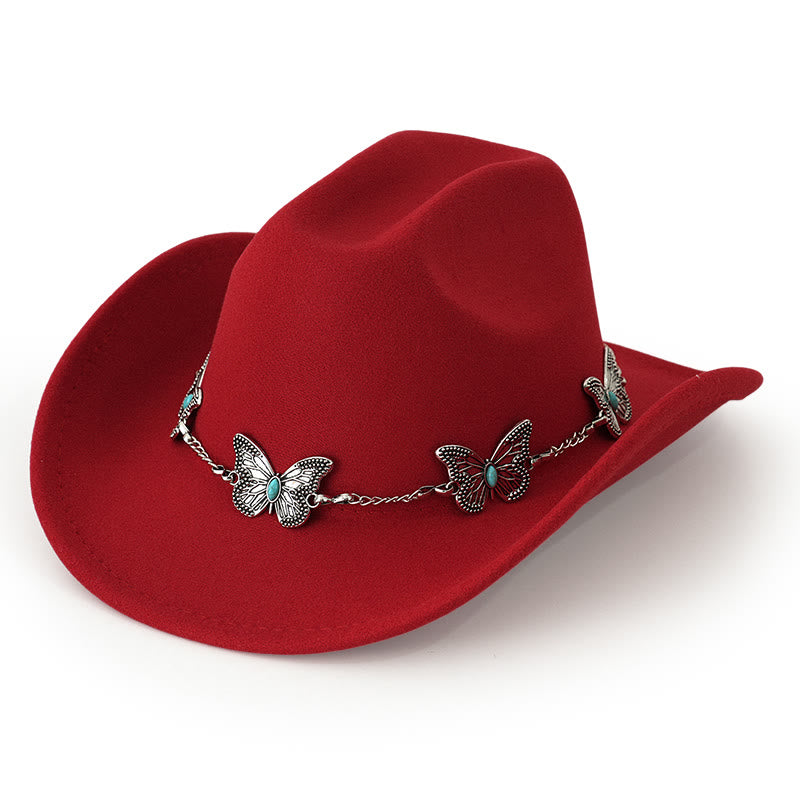 Herren-Cowboyhut mit Schmetterlingskettenbesatz - Rot - M (22"-22 7/8") - image 6