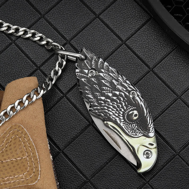 Mini-EDC-Werkzeug Adler Verstecktes Klappmesser Anhänger Halskette - image 6
