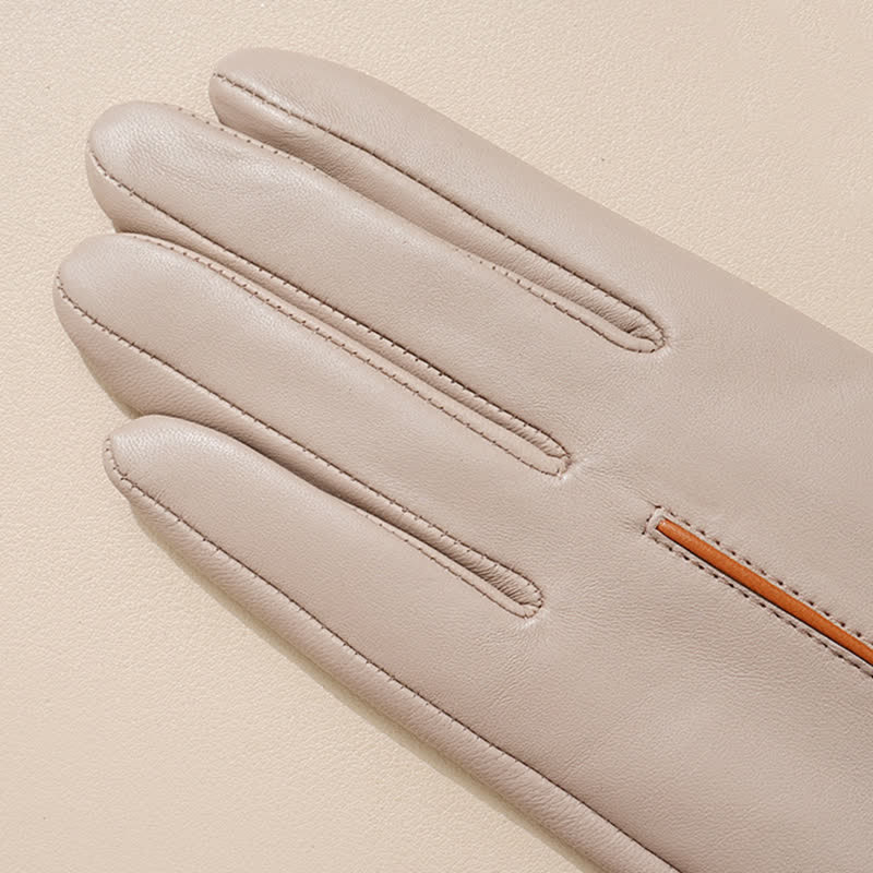 Damenhandschuhe aus echtem Schaffell in Kontrastfarbe - image 3