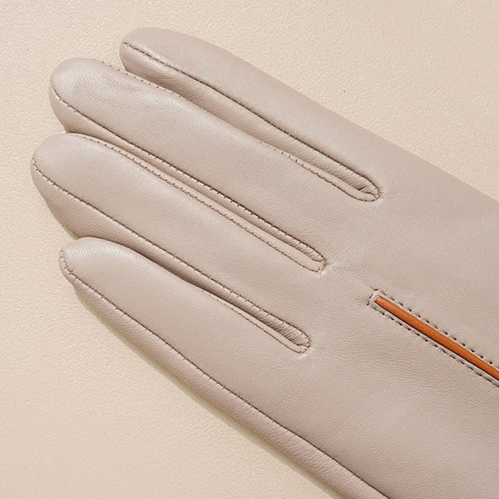 Damenhandschuhe aus echtem Schaffell in Kontrastfarbe - image 3