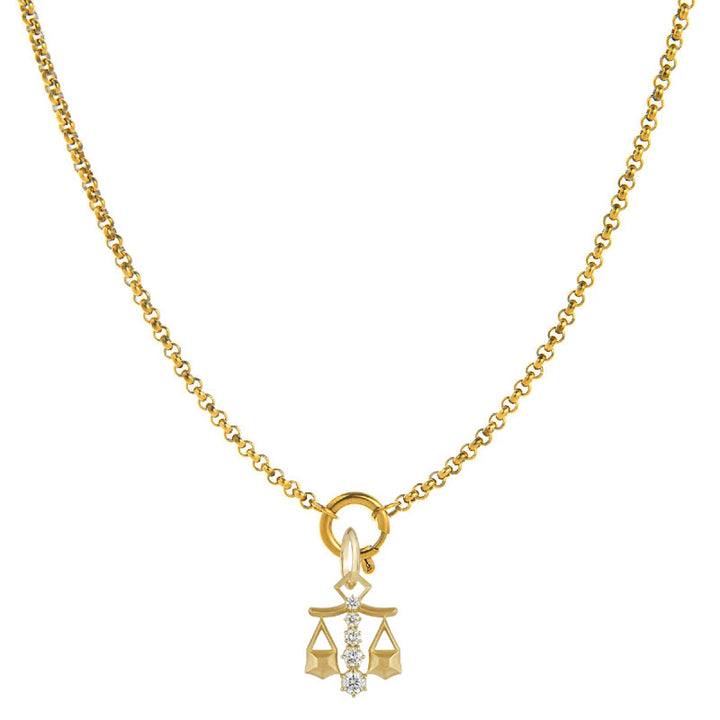 Diamantbesetzte Halskette mit Sternzeichen-Symbol - Waage - image 7