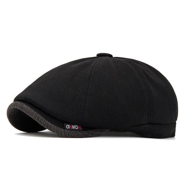 Winterliche Retro-Strickmütze mit kontrastierender Krempe für Herren - Schwarz - Verstellbar (22 1/2"-24") - image 6