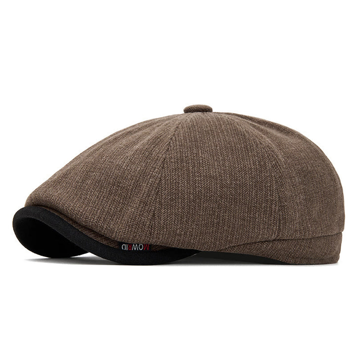 Winterliche Retro-Strickmütze mit kontrastierender Krempe für Herren - Bräunlichgrün - Verstellbar (22 1/2"-24") - image 0