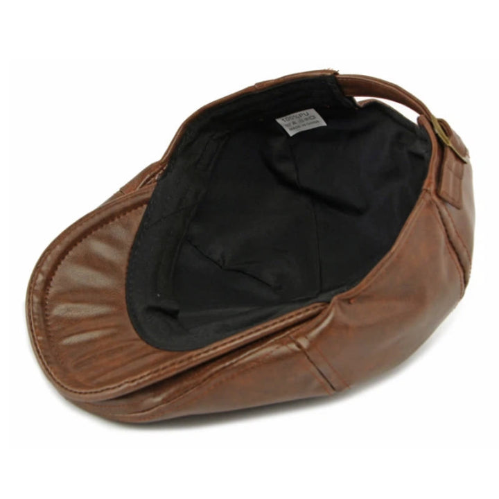 Winterliche Vintage-Baskenmütze aus Kunstleder für Herren - image 4