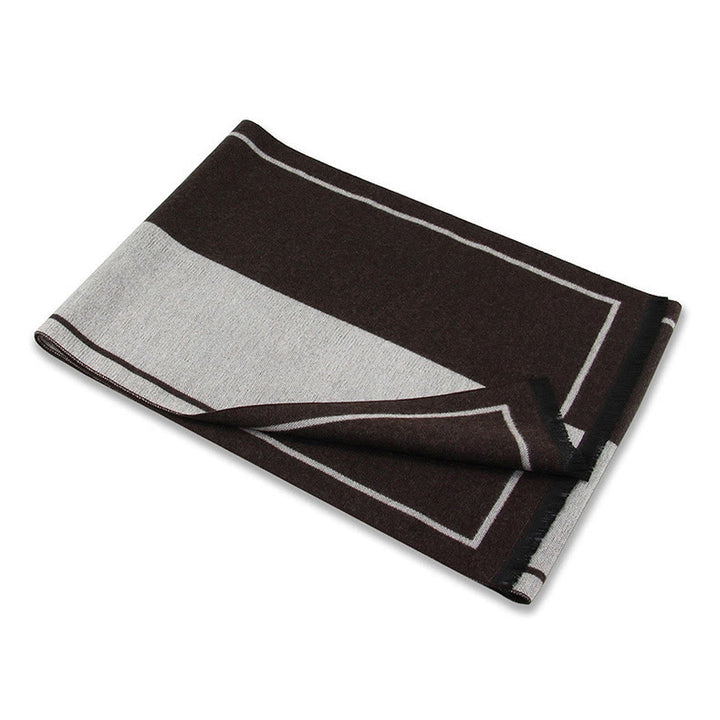 Klassischer Herrenschal mit Streifenmuster, warmen Quasten - image 6