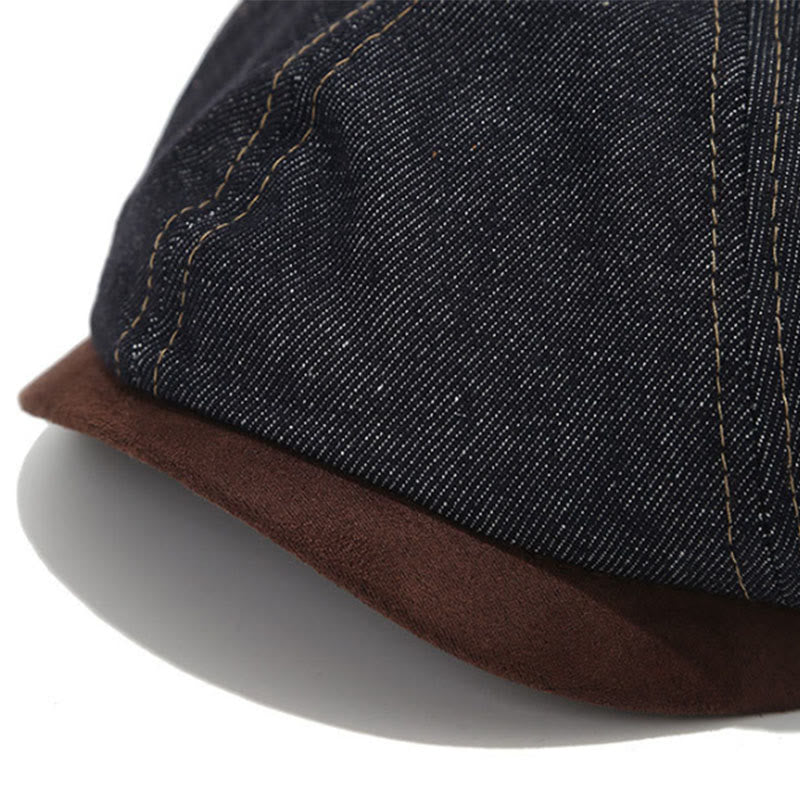 Winter-Retro-Denim-Herren-Baskenmütze mit kontrastierender Krempe - image 2
