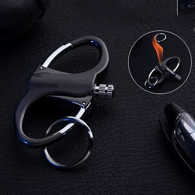 Doppelring-Schlüsselanhänger, Streichholz, wiederverwendbares Petroleumfeuerzeug - Schwarz - image 0