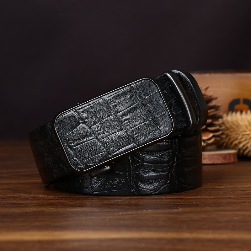 Ledergürtel mit markanter Krokodilprägung und automatischer Schnalle - image 10