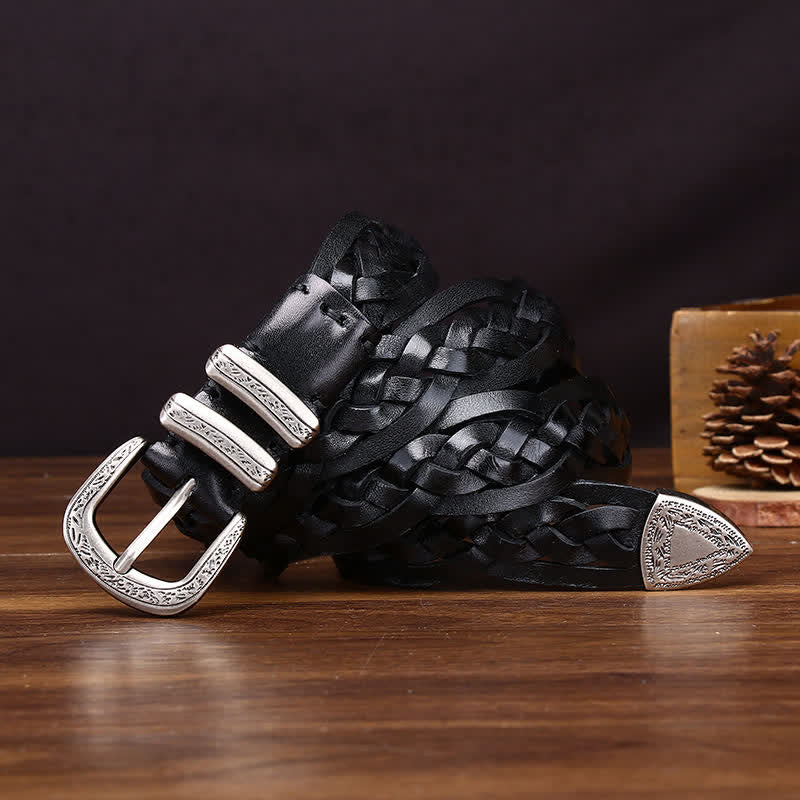 Rustikaler Charme – handgewebter, geflochtener Freizeit-Ledergürtel - image 7