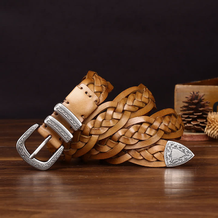 Rustikaler Charme – handgewebter, geflochtener Freizeit-Ledergürtel - image 4