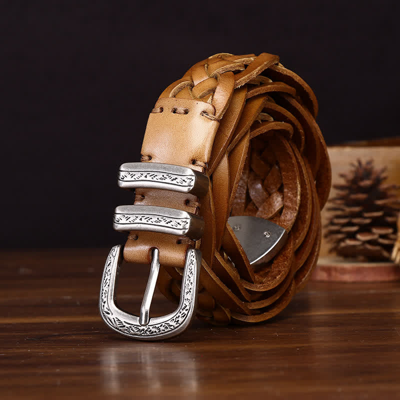 Rustikaler Charme – handgewebter, geflochtener Freizeit-Ledergürtel - image 3